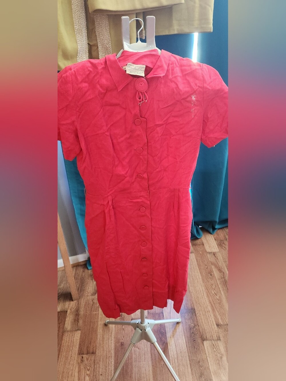 Late 40s Irish Linen Wiggle Dress - Picture 2 of 6